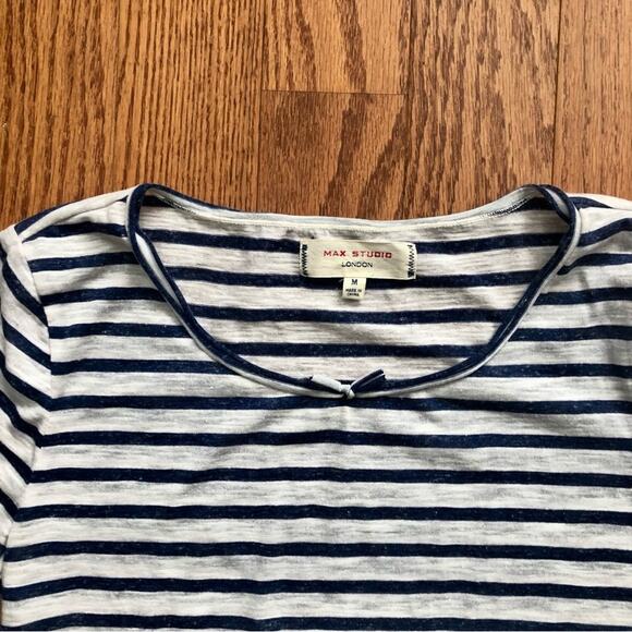 Max Studio London Striped Blue and White Long Sleeves Top Women’s Size M - Picture 4 of 11
